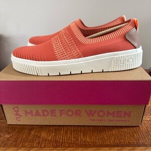 Ryka Womens Size 8 Wide Vista Slip-On Sneakers Orange Paprika Knit Fabric NWB